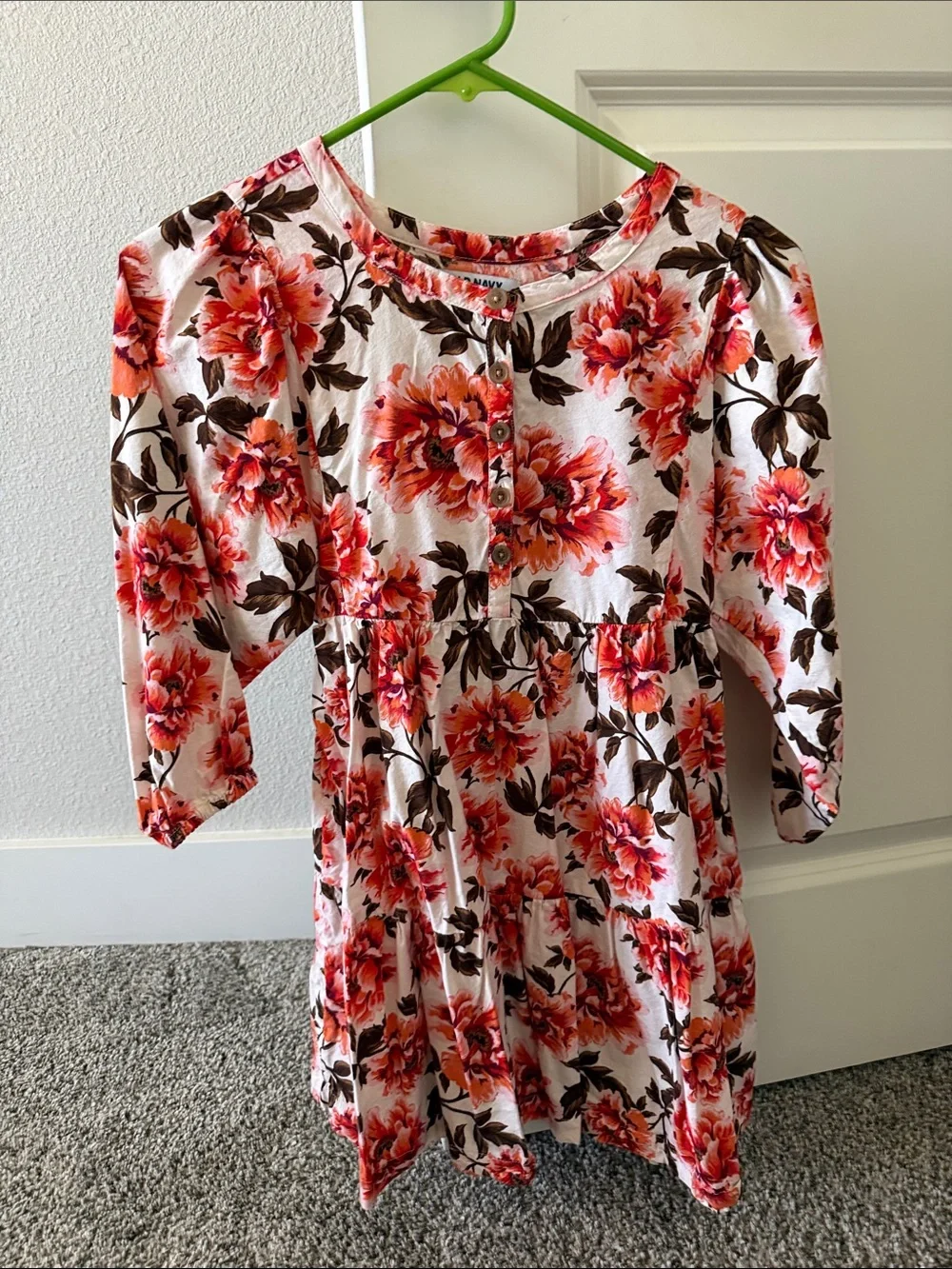 Old Navy Pink and Coral Floral Button-Front Dress